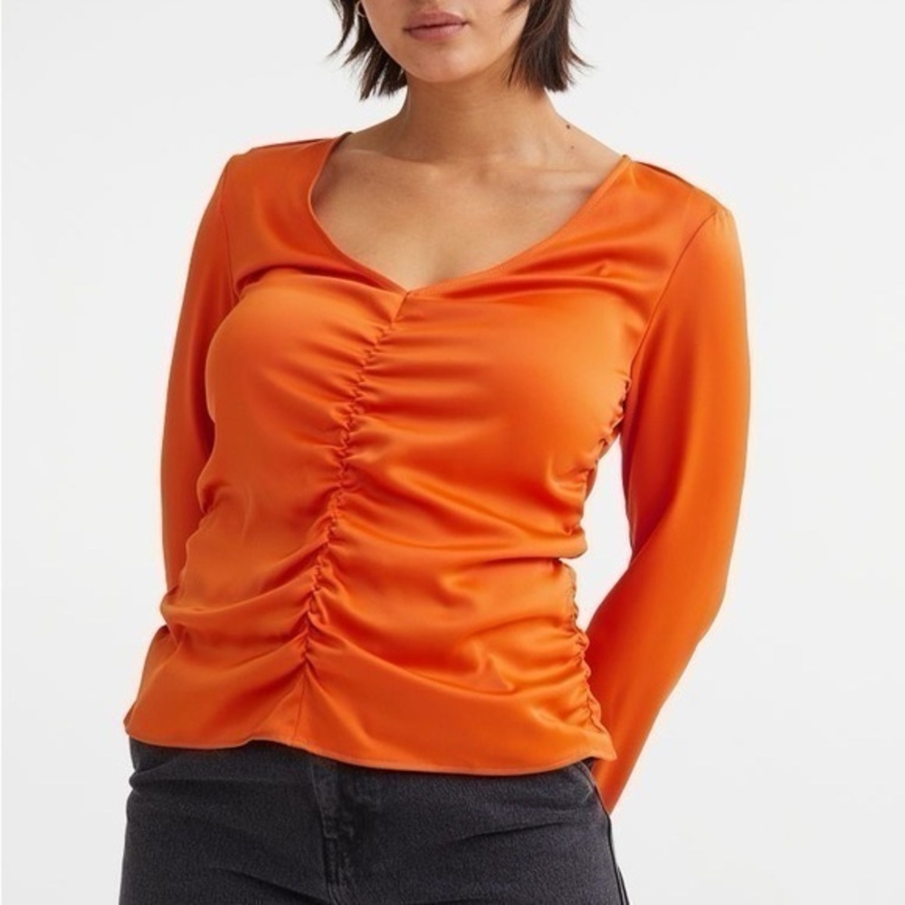 Women’s Tops| Orange Gathered Blouse